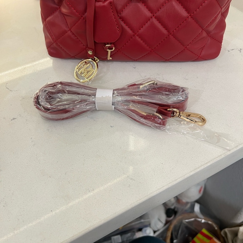 Badgley Mischka Red Quilted Satchel - Picture 9 of 13